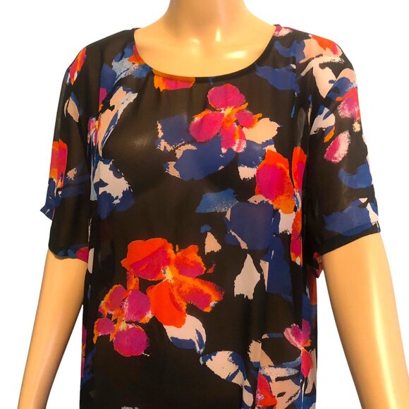 VINCE CAMUTO Short Sleeve Floral Swim Cover-up Long Kaftan Dress Sx 2X - Picture 4 of 6